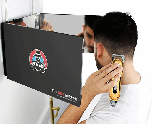 360° Self-Cut Mirror: Adjustable Trifold Barber Mirror for Perfect DIY Haircuts