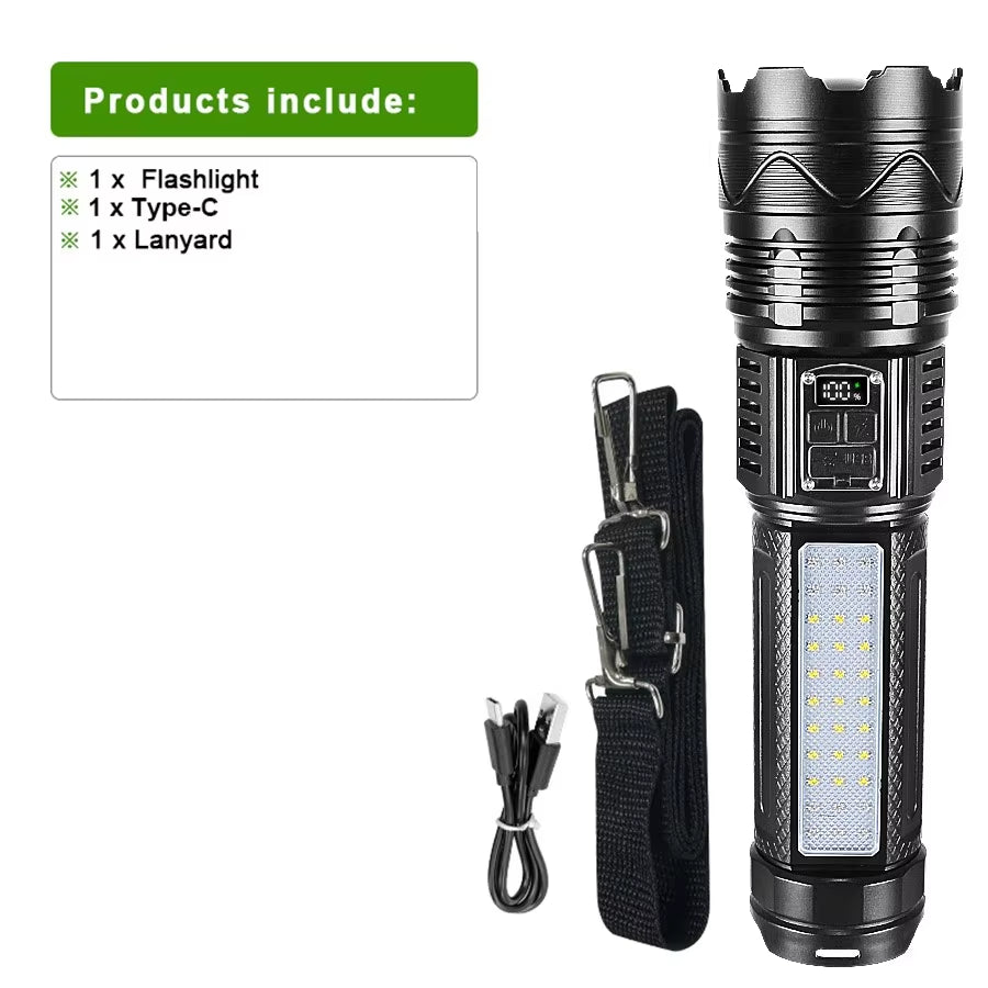 Powerful long ranged LED Flashlight type-C Recharge 