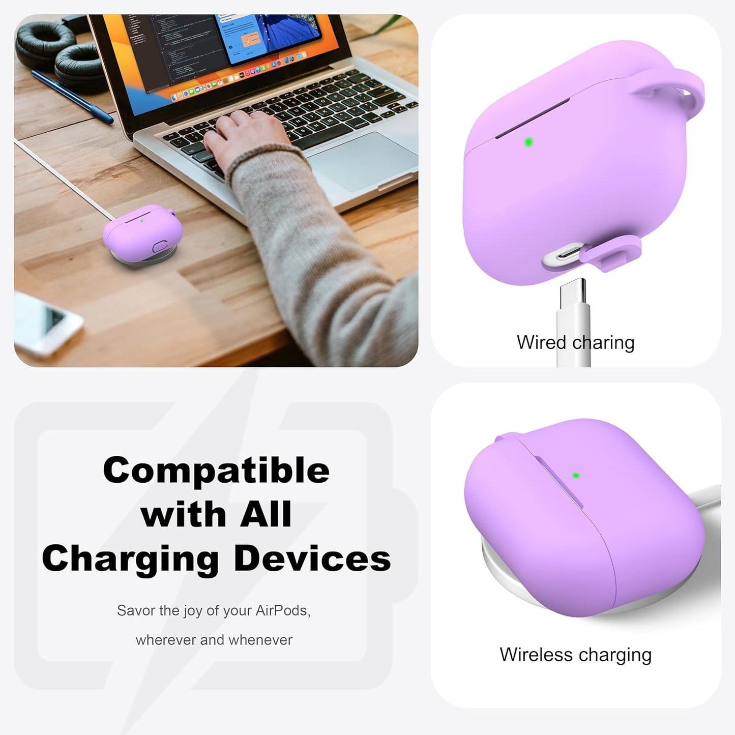 Apple 2019 Latest Airpods Pro Case Lavender