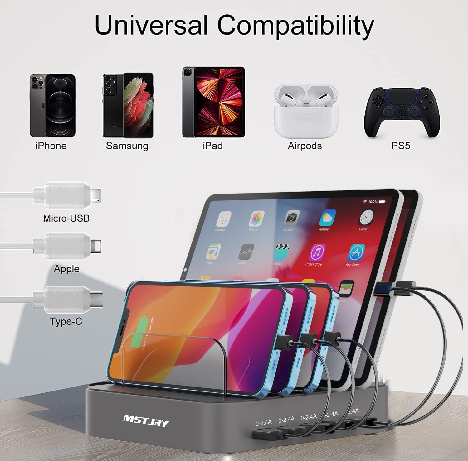 5 Port Multi USB-A Charger Station 